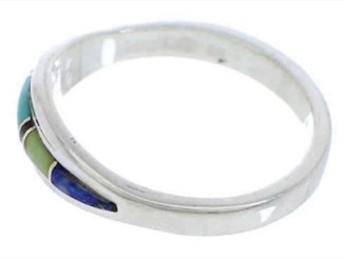 Multicolor Inlay Genuine Sterling Silver Ring Size 5-1/4 ZX36945